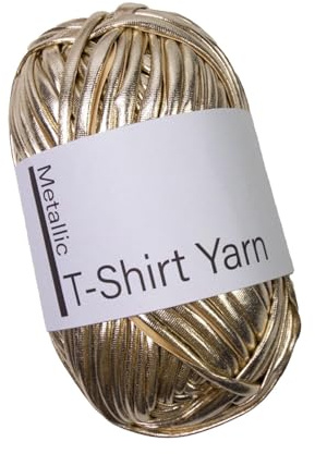 Metallics T-Shirt garn 100 g (1,8 cm x 40 m) metalliskt stickgarn, glänsande t-shirtgarn, glansigt garn, tjockt virkat garn polyester t-shirt garn för virkningsväskor, korgar, heminredning, DI
