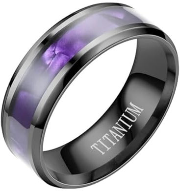 Tolldek Ehering Herren 8MM, Hülse Pärchenringe Herrenringe, Hochzeitsband Partnerringe Edelstahl Lila Schwarz für Männer, Gr.70 (22.3)