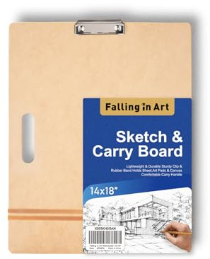 COOZEE 36x46cm Drawing Board für Künstler, Klemmbrett Holz mit robustem Clip und Gummibändern, Tragbarer Kunstklemme Schreibbrett für Klassenzimmer und Studio -Zeichnen