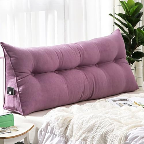 LUOZIQINX Keilkissen für Bett und Sofa, Großes Rückenkissen StüTzkissen, Lesekissen Lendenkissen Ideal Zum Anlehnen Im Bett,Lila,100X50X20CM