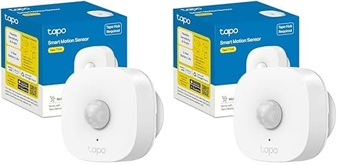 TP-Link Tapo T100 - Detector de Movimiento WiFi, Amplia Cobertura, Sensor de Alarma Antirrobo,Rotación 120º, Montaje Magnético, Control App Tapo, Requiere Hub (Paquete de 2)