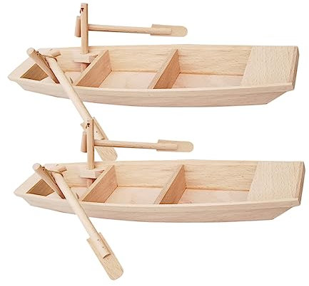SEWACC 2stücke Holzbootmodell Aus Holz Fischerbootmodell Holzschiffmodell Kleine Holzboote Handgefertigte Holzboot-Dekoration Für Zuhause Und Büro