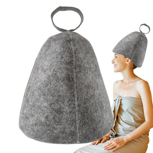 ycezw Cappello da sauna da donna, isolamento termico, comodo cappello da sauna in feltro, per donne e uomini, accessori per bagno turco, colore grigio