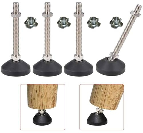 Uni-Fine M8 x 100MM Ø50mm Stellfuß Einstellschraube, Möbelfuß Sockelfuß Kann 450KG Tragen Verstellbare Füße Stellschraube Stellteller Stellfuß Maximal 15 ° Neigung