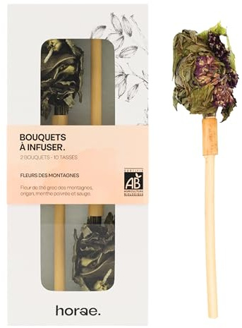 Horae - Coffret infusions - 2 bouquets de fleurs des montagnes à infuser - Tisanes de fleurs séchées et de plantes bio - Réalisez 1L d'infusion - Idée cadeau fête des mères - Fleurs de thé à offrir