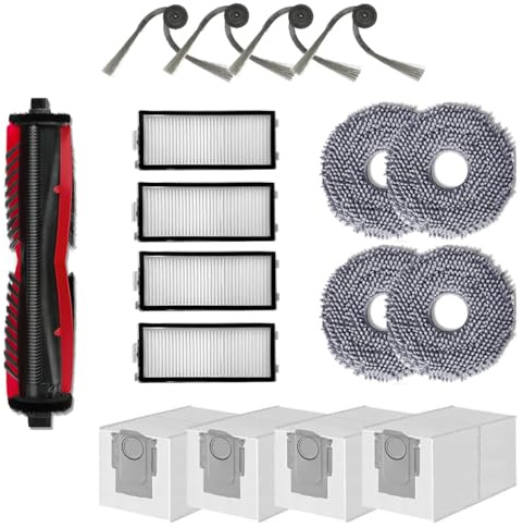 17 Packs Accessories Kit Compatible with Roborock Saros Z70/Saros Z70 Ultra Robot Vacuum Cleaner, Replacement Parts Include 1 Main Brush,4 Mop Clothes,4 Hepa Filters,4 Side Brush,4 Dust Bag