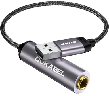 DuKabel USB auf 6.35mm Aux Adapter USB A Stecker zu 6,35mm TRS Buchse Audio Adapter mit Einweg-Audioübertragung für Laptop, PC, Verstärker, Mischpult, Lautsprecher, Kopfhörer