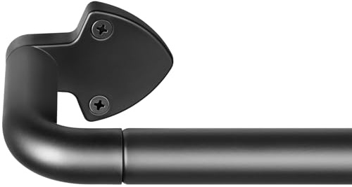 DEFYNEE Black Curtain Poles for Eyelet Curtains, 91-152 cm, Extendable Curtain Rail for Windows, Room Darkening Curtain Pole, 19mm Matte Black Curtain Rod for Bedroom, Living Room, Office, Door