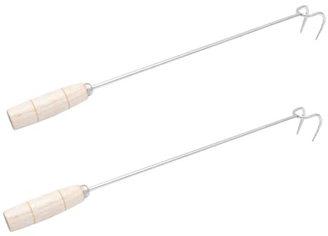 iplusmile 2 pièces Crochets à Viande Acier Inoxydable Longs Crochets Antidérapants pour Saucisse Barbecue Ham et Bacon Accessoires Cuisine pour Suspension Séchage et Fumage de Viande