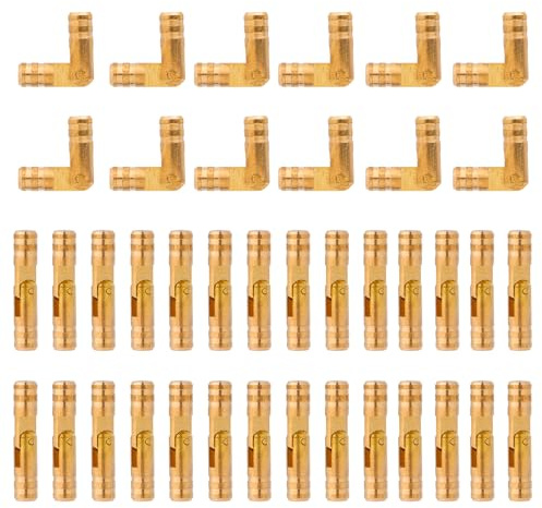 40uds Mini Bisagras Cilindricas, 2x0,4x0,4cm Macizas Ocultas Bisagras Pequeñas de Latón para Joyeros Manualidades DIY Maquetas y Pequeños Proyectos de Carpintería