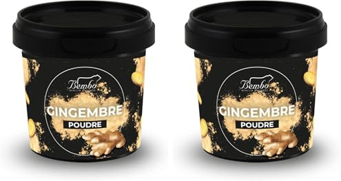 Gingembre en Poudre Bembo 60 g - Épice au Goût Frais et Piquant - Séché au Soleil, Arôme Intense -Emballage Anti-Lumière et Anti-Oxydation (Gingembre en Poudre) (Lot de 2)