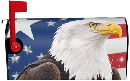 Magnetic Mailbox Covers Standard Size 25.5x21 in Waterproof Mailbox Wrap Seasonal Decorative Mail Box Covers American Flag Eagle Post Letter Box Cover for Garden Yard Home Outdoor Decor