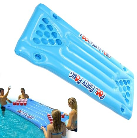 Uppblåsbart pongbord – flytande festflotte | pool luftmadrass spellounge, uppblåsbart pong bord flytande för simning pool camping fest leksak för vuxna