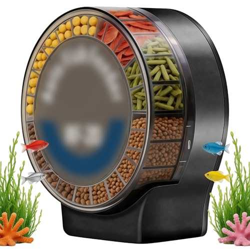 Futterautomat Aquarium Automatischer Fischfutterautomat für Aquarium | individuellen Timer, Fischfutterspender, 140ml Groß Kapazität Fisch Futterautomat für Pellets Granulat