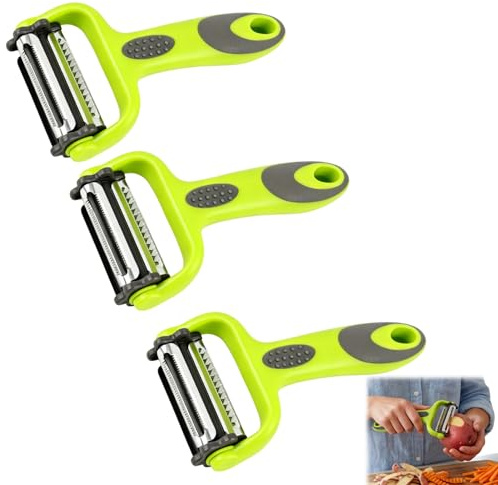 3 Piezas Pelador Multifunción 3 En 1, Pelador Profesional para Verduras, Vegetales, Frutas Y Patatas, Herramienta de Cocina Práctica, Resistente Y Versátil para El Uso Diario En El Hogar