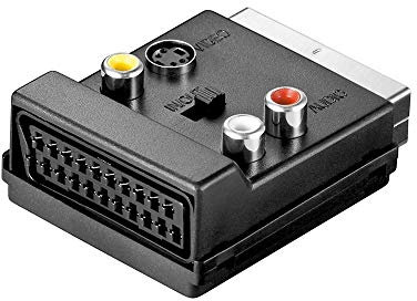 Goobay 50312 Adattatore SCART a Composito Video e S-Video, IN/OUT, con Trasmissione SCART, Nero