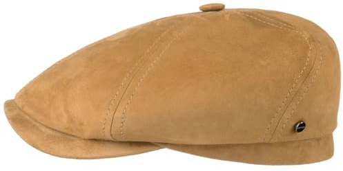 Stetson Brooklin Flat Cap Unifarbene Mütze aus Ziegenleder Baumwollfutter Made in Germany Herren Ganzjährig beige 60 cm