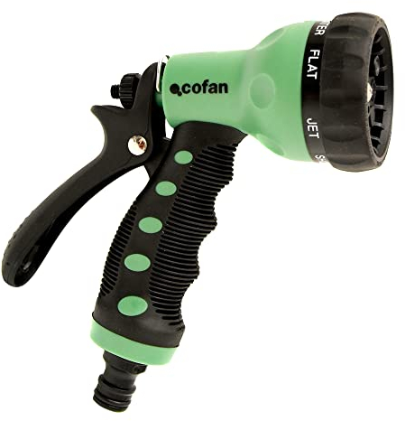 Cofan Pistola de Riego en Metal | 7 Posiciones de Pulverización | Para regar Plantas o Césped