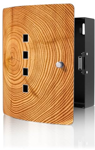 banjado Design Schlüsselkasten aus Edelstahl für 10 Schlüssel - Schlüsselschrank zur Schlüssel Aufbewahrung 24 x 21,5 x 7cm groß mit praktischem Magnetverschluss - Motiv Baumstamm