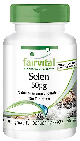 Fairvital | Selen 50mcg aus Selenhefe - 100 Tabletten - HOCHDOSIERT - VEGAN