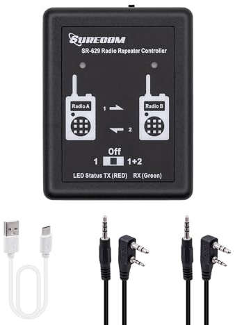 Gam3Gear Surecom SR-629 2 en 1 dúplex Controlador de Radio-repetidor de Banda Cruzada Radio Cable para walkie Talkie