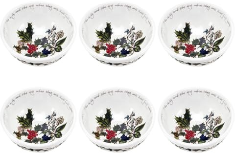 Portmeirion The Holly & Ivy Fruit Salad, Ceramic, Multi-Colour, Set of 6