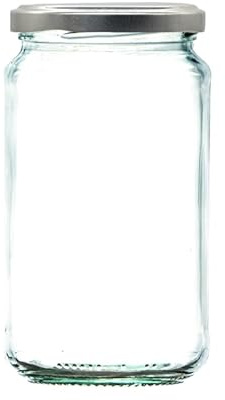 1lb / 370ml Glass Jam Jars with Silver Twist Lids | Pack of 12 | Perfect for Jam, Honey, Chutney and Preserves | Dishwasher Safe