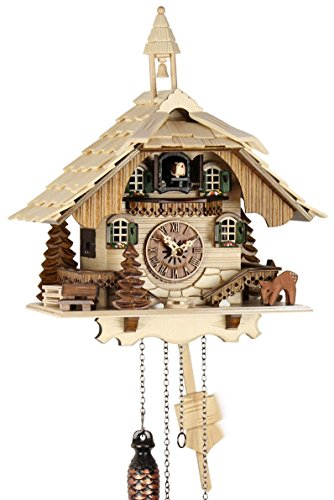 Eble Kuckucksuhr Kuckuckuhr Echtholz NEU batteriebetriebenes Quartzwerk Kuckuckruf Schwarzwaldhaus 31cm- 23311