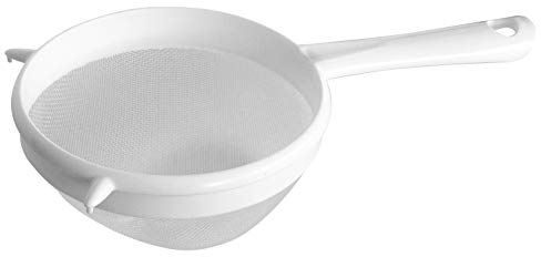Fackelmann Sieve 15cm⌀, Strainer, Medium, Fine Mesh, Plastic, 15x9.5x27cm, White