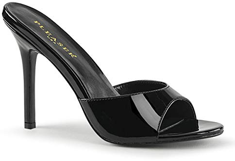 Pleaser Damer Classique-01 öppna sandaler, Svart Pat, 36 EU