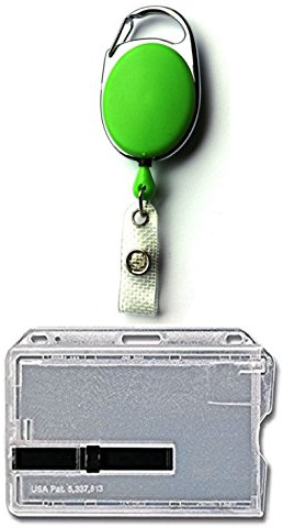 Waizmann.IDeaS 1x Ausweisset Ausweis-Set - Ausweisjojo Jojo Zipper oval + Kartenhülle mit Ausschieber - Kartenhalter Ausweis Hülle horizontal Schutzhülle Namensschild Ausweishalter Kunststoff