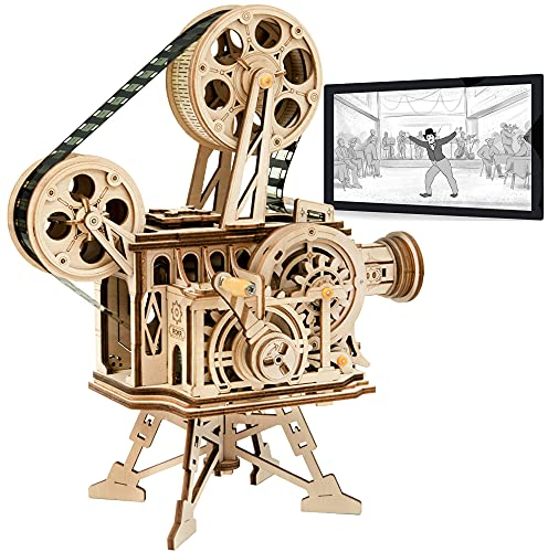 ROBOTIME 3D Holz Puzzle Mechanisch Vitascope fur Erwachsene - Filmprojektor Modellbau Bausatz knobelspiele Denkspiele Spielzeug Geschenk Teenager ab 14 Jahren