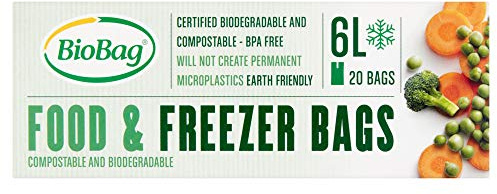 BioBag Lot de 20 sacs compostables pour nourriture et congélateur 6 l