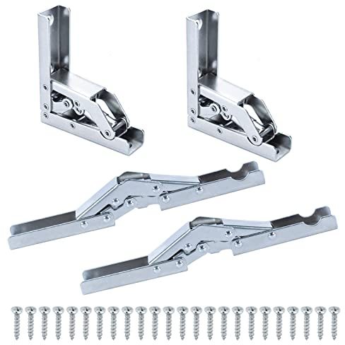 MaYuLa 4pcs Scharniere Klappbar Tischhalter Regal Scharnier 90/180 Grad Öffnungswinkel Folding Regal Scharnier Klappbeschlag Tisch Klappscharnier mit 24 Schraube für Tischhalter Tisch Schrank