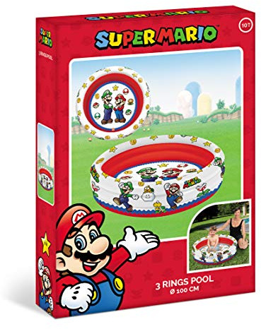 Mondo Toys - Super Mario | 3 Rings Pool - Piscina Gonfiabile per Bambini 3 Anelli - Diametro 100 cm - capacità 84 Lt. - 16892