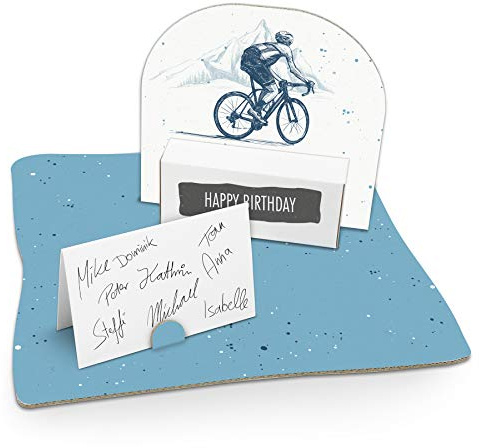 itenga Geldgeschenk Fahrrad und Berge Zeichnung Gastgeschenk Verpackung Geschenk Gutschein mit Bodenplatte, Geschenkkarte und Stickerbogen