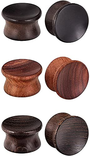 Longbeauty 6 Stk Ohr Plug Flesh Tunnel Set Double Flared Ohr Expander Piercing Schmuck in 3 Farben, 10mm