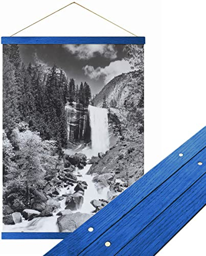 Urhome magnetische Posterleiste aus Holz für Bilder in Blau, 41 cm Posterschiene Bilderrahmen für Wandbilder Poster Fotos Bilderleiste