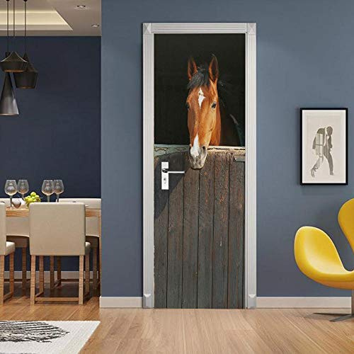 VIRANDA Türtapete 3D Türaufkleber Selbstklebend TürPoster - Pferd - Türfolie Poster PVC Abnehmbar Wasserdichte Door Stickers 77 x 200 cm