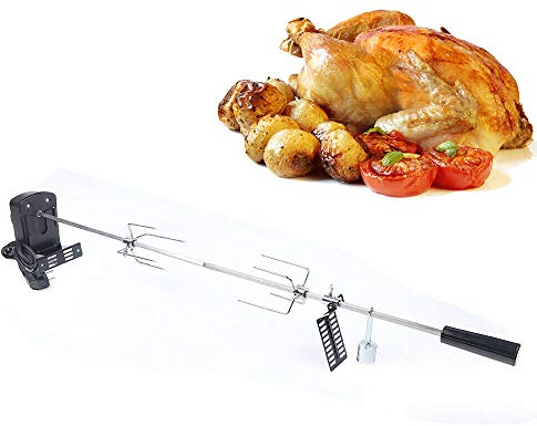 SHZICMY Kit de tournebroche professionnel avec moteur en acier inoxydable, tournebroche automatique, tournebroche électrique pour barbecue à gaz 47 cm