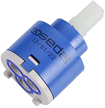 ARCORA Keramik Kartusche mit flachem Sockel, 40MM Kartusche Wasserhahn, Ersatzkartusche, 40mm StandardKartusche, Wasserhahn Ventile geeignet für Küchenarmatur und Waschtischarmatur, Blau, 1 Stück