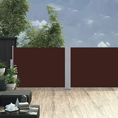 Tidyard Toldo Lateral Retráctil Toldo Lateral Extensible Toldo Lateral Doble Separador Protector Solar a Prueba de Viento para Balcón Jardin Terraza Marrón 100x1000 cm