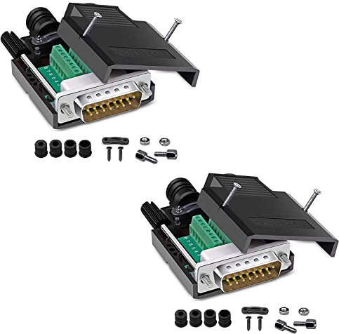 PENGLIN 2PCS DB15 lötfreier männlicher RS232 D-SUB serieller Adapter, | 16mm dünner 15-pin Port Terminierung lötfreier Breakout Board Stecker mit Gehäuse Zubehör
