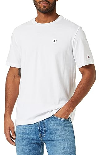 Champion Legacy Basics-S-s Crewneck - Camiseta para Hombre, Color Blanco., M