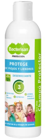 BACTERISAN Shampoo protettivo districante 250 ml, Protegge dai pidocchi e dalle lendini, Shampoo di uso quotidiano con albero del tè