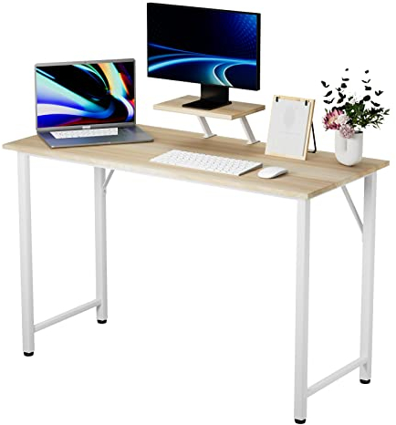 PIPIPOXER Schreibtisch mit Monitorablage, PC Tisch Computertisch 100x50x75cm, Computer Schreibtisch, Bürotisch Schreibtisch Holz Officetisch fürs Büro, Stabil Laptop-Tisch Arbeitstisch, Holz Farbe