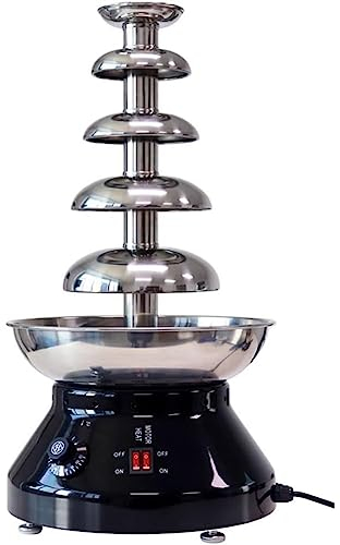 FURLOU 3L Stainless Steel Commercial Chocolate Fountain, 5 Tier Hot Chocolate Fondue Fountain Machine Stainless Steel Chocolate Melting Pot Big Capacity, for Party Wedding Buffet Restaurant black