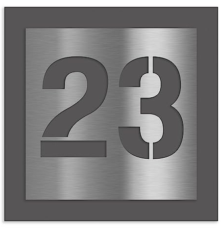 Jung Edelstahl Design Hausnummernschild - Größe 15 cm oder 20 cm - Hausnummer V2A Edelstahl (Eisenglimmer db703)