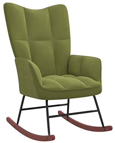 ZEYUAN Schaukelstuhl, Sessel Wohnzimmer, Schaukelsessel, Stillsessel, Schwingsessel, Tv Sessel, Ohrensessel, Relaxsessel, Rocking Chair, Hellgrün Samt