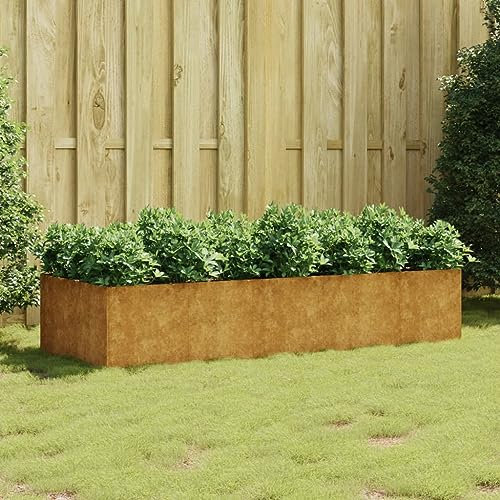 FIRBNUS Jardinière Extérieure 200x80x40 cm Rouillé Acier Corten Résistant aux Intempéries Pot de Jardin Cadre Robuste Mobilier de Patio Cultiver Plantes Fleurs Légumes Décorer Balcon Cour